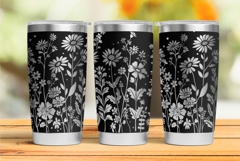 20oz Skinny Tumbler laser svg, Wildflowers pattern wrap Product Image 2