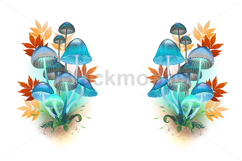 Composition with blue mushrooms Product Image 1