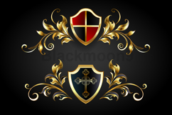 Golden symmetrical frame with shield Product Image 1