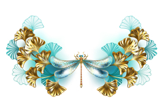 Symmetrical frame with dragonfly and ginkgo Product Image 1