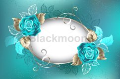 Oval Banner with Turquoise Roses Product Image 1