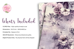 12 Purple Vintage Rose Digital Papers Bundle Product Image 2