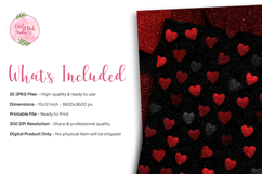 Red Glitter Valentine Hearts Digital Paper Product Image 2