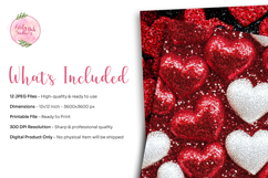 12 Valentine glitter heart digital paper Product Image 2