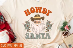 Christmas svg, Retro Christmas svg, Howdy Santa svg Product Image 1