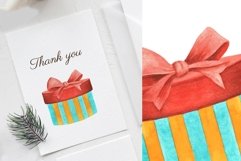 Watercolor Christmas Gift Box Clipart. New Year Xmas Present Product Image 2