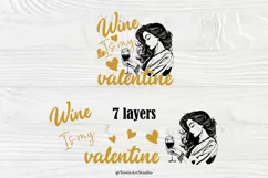 Wine Is My Valentine Svg, Girl Valentine Svg, Cut Files Product Image 2