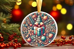 Round Christmas Ornament Sublimation|Clipart Product Image 2