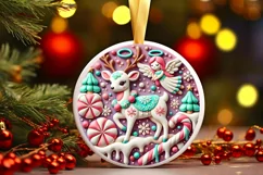Round Christmas Ornament Sublimation|Clipart Product Image 2