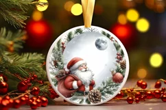 Watercolor Winter Scene with Santa and Mountains PNG Product Image 3