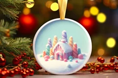 Molten Candy Christmas Scene Round Sublimation PNG Product Image 3