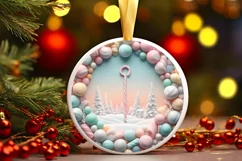 Molten Candy Christmas Scene Round Sublimation PNG Product Image 3