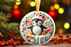 Round Christmas Ornament Sublimation|Clipart Product Image 2