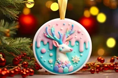 Pastel Christmas Deer with Melting Edges Round Sticker Product Image 3