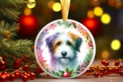 Round Christmas Dog Ornament Sublimation PNG Product Image 1
