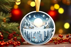 Round Winter Scene with Love and Joy Sublimation PNG Product Image 3