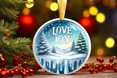 Round Winter Scene with Love and Joy Sublimation PNG Product Image 3