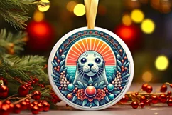 Round Christmas Ornament Sublimation|Clipart Product Image 2