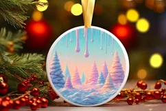 Round Winter Scene Ornament Sublimation PNG Product Image 3