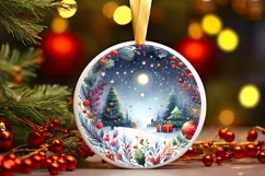 Round Christmas Scene Seasonal Magic Sublimation PNG Product Image 1
