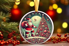 Round Christmas Ornament Sublimation|Clipart Product Image 2