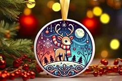 Round Christmas Ornament Sublimation|Clipart Product Image 1