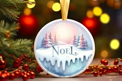 Round Winter Scene Noel Sublimation PNG Product Image 1