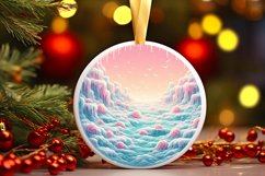 Round Winter Scene Ornament Sublimation PNG Product Image 1