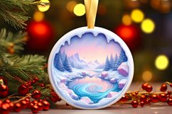 Round Winter Scene Ornament Sublimation PNG Product Image 3