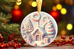 Round Winter Scene Ornament Sublimation PNG Product Image 3