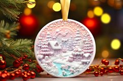 Round Winter Scene Ornament Sublimation PNG Product Image 1