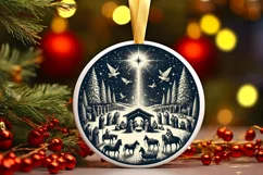 Round Christmas Ornament Sublimation|Clipart Product Image 1