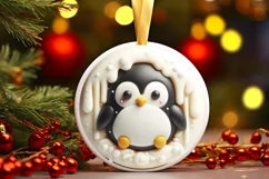 Round Christmas Penguin with Melting Edges Ornament Product Image 1