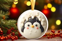 Round Christmas Penguin with Melting Edges Ornament Product Image 3