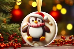 Round Christmas Penguin with Melting Edges Ornament Product Image 3