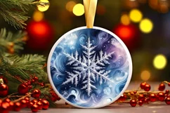 Snow Flake Christmas Round Cute Ornament Sublimation Product Image 2
