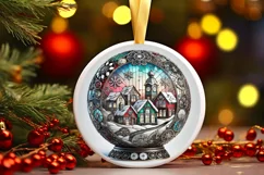 Round Christmas Ornament Sublimation|Clipart Product Image 2