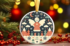 Round Christmas Ornament Sublimation|Clipart Product Image 2