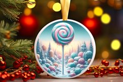 Round Winter Scene Ornament Sublimation PNG Product Image 3