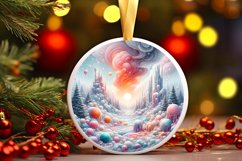 Round Winter Scene Ornament Sublimation PNG Product Image 3