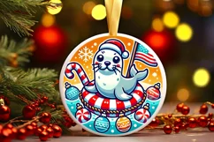 Round Christmas Ornament Sublimation|Clipart Product Image 2