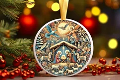 Round Christmas Ornament Sublimation|Clipart Product Image 2
