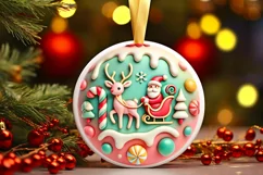Round Christmas Ornament Sublimation|Clipart Product Image 1