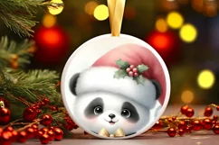 Round Christmas Baby Panda Digital Painting Sublimation PNG Product Image 1