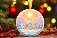 Round Winter Scene Ornament Sublimation PNG Product Image 3