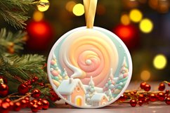 Round Winter Scene Ornament Sublimation PNG Product Image 3