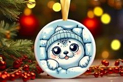 Round Christmas Ornament Sublimation|Clipart Product Image 1