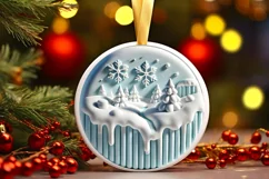 Round Christmas Ornament Sublimation|Clipart Product Image 2