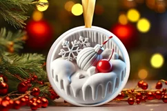 Round Christmas Ornament Sublimation|Clipart Product Image 2