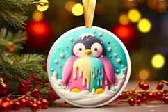 pastel Christmas Penguin with Melting Edges Ornament Product Image 1